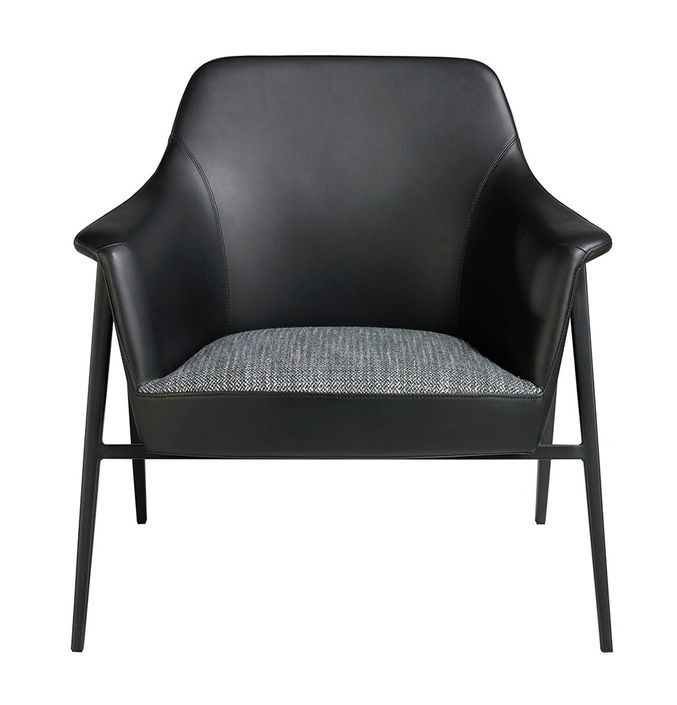 Fauteuil tissu et cuir noir et pieds en acier Rudy - Photo n°3