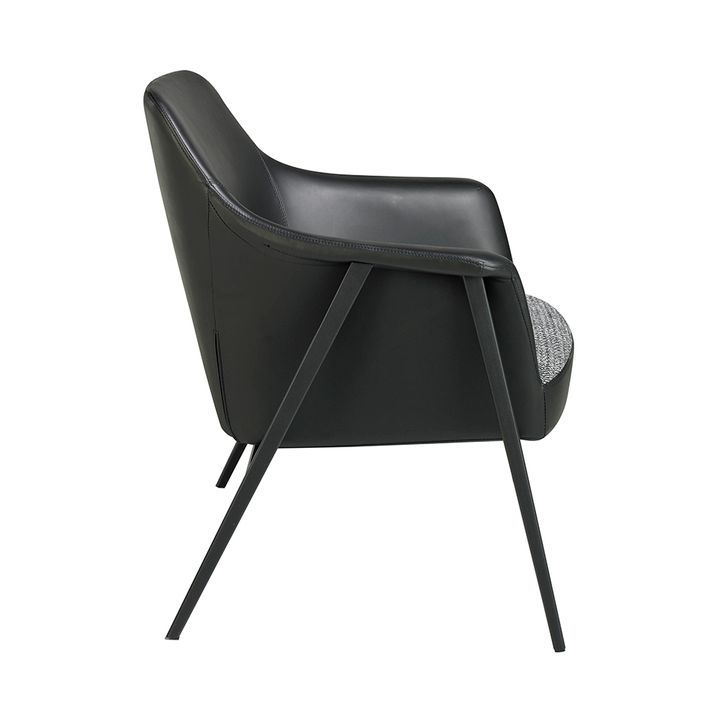 Fauteuil tissu et cuir noir et pieds en acier Rudy - Photo n°4