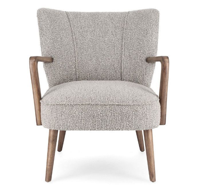 Fauteuil tissu gris effet laine et bois de hévéa Ritaz - Photo n°2