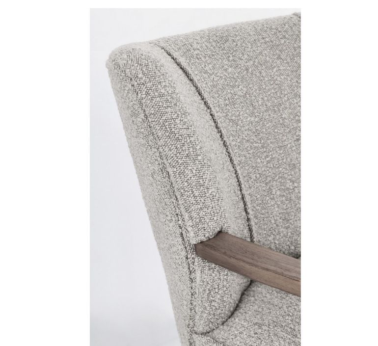 Fauteuil tissu gris effet laine et bois de hévéa Ritaz - Photo n°5