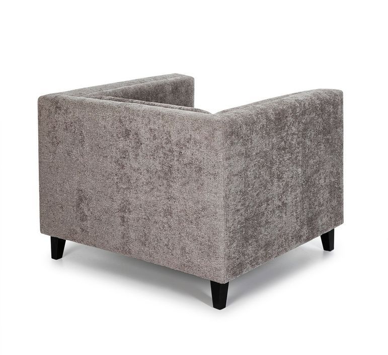 Fauteuil tissu gris et pieds bois massif noir Laki - Photo n°3