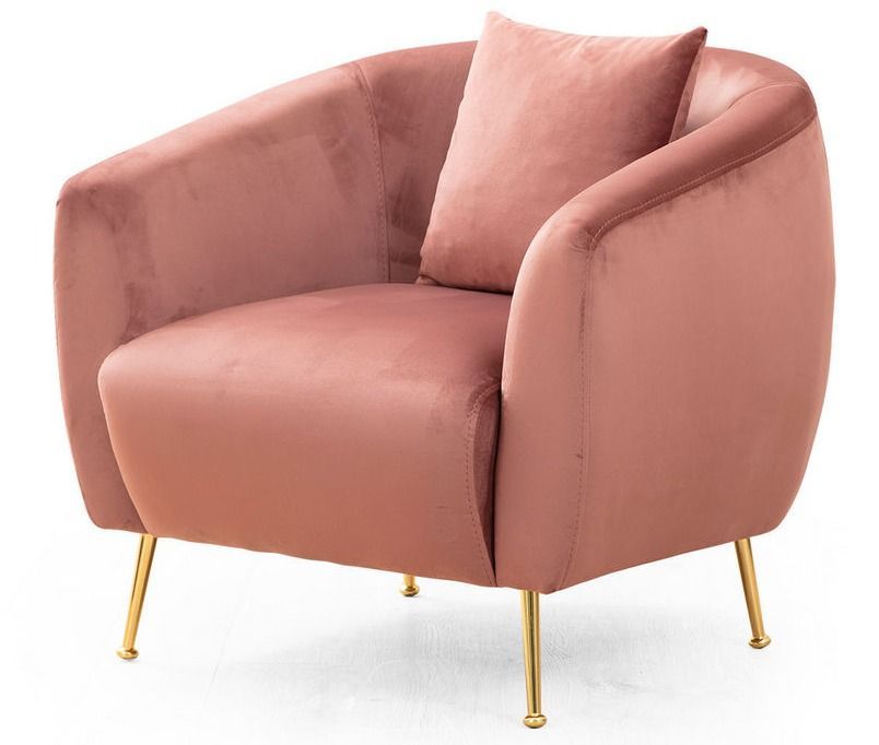 Fauteuil tissu rose Tazany 70 cm - Photo n°1