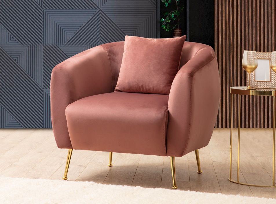 Fauteuil tissu rose Tazany 70 cm - Photo n°2