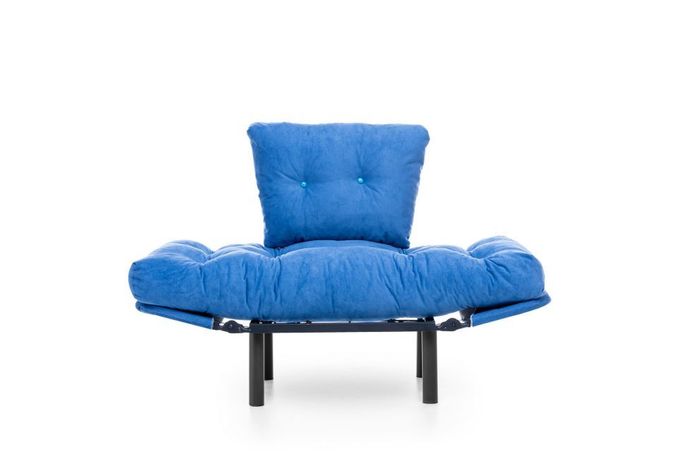 Fauteuil transformable en lit tissu bleu Pliaz 95 cm - Photo n°6