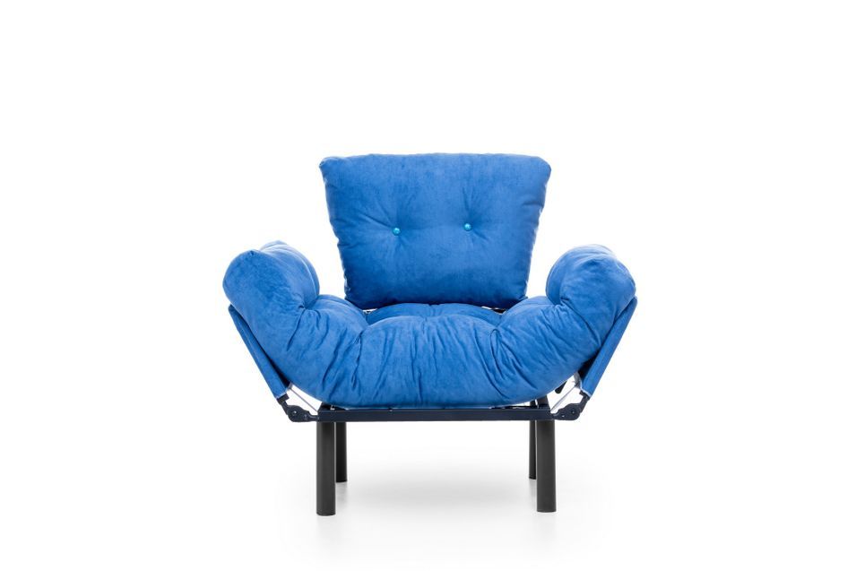 Fauteuil transformable en lit tissu bleu Pliaz 95 cm - Photo n°9