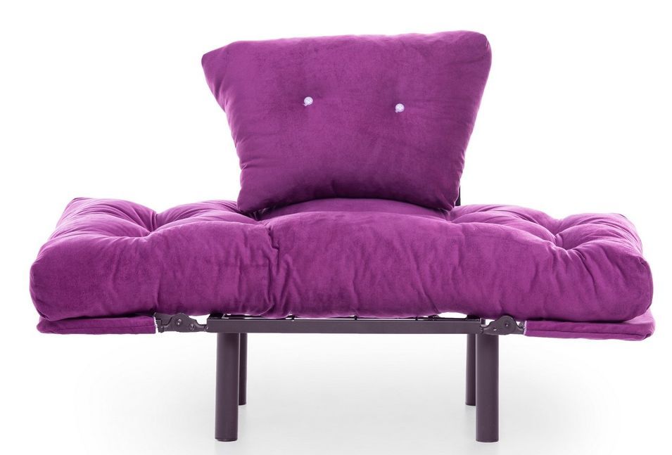 Fauteuil transformable en lit tissu violet Pliaz 95 cm - Photo n°3