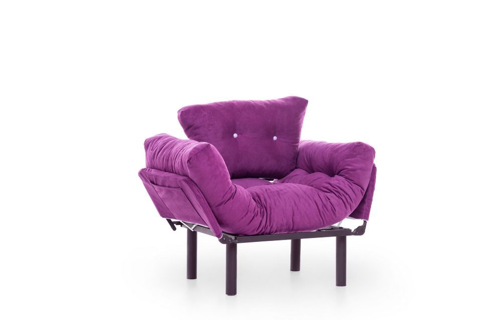 Fauteuil transformable en lit tissu violet Pliaz 95 cm - Photo n°6