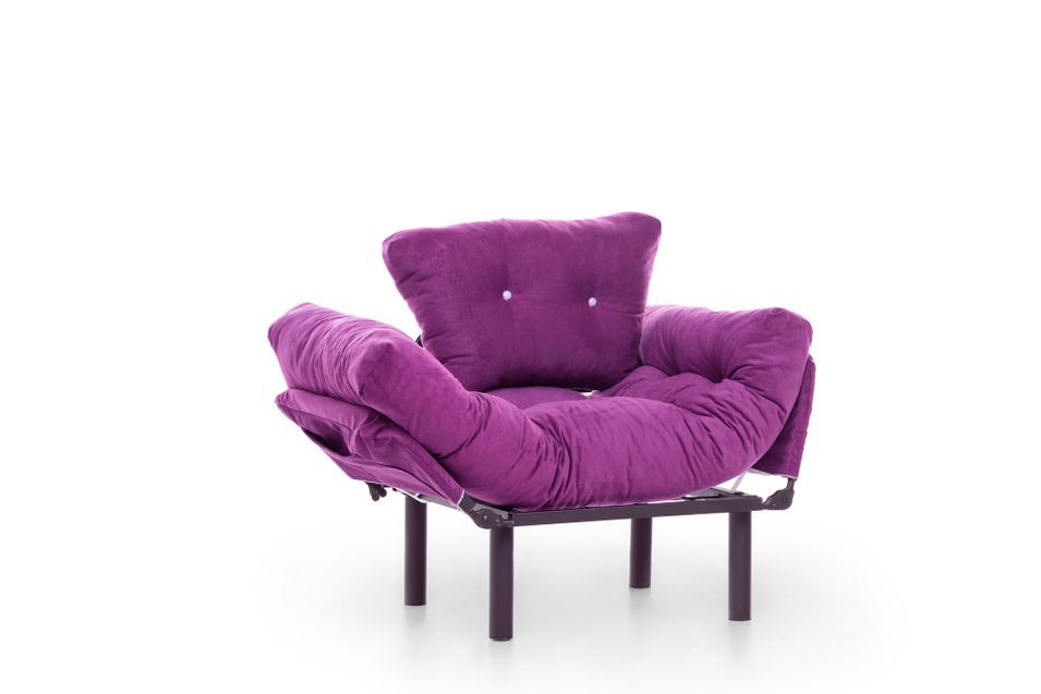 Fauteuil transformable en lit tissu violet Pliaz 95 cm - Photo n°7