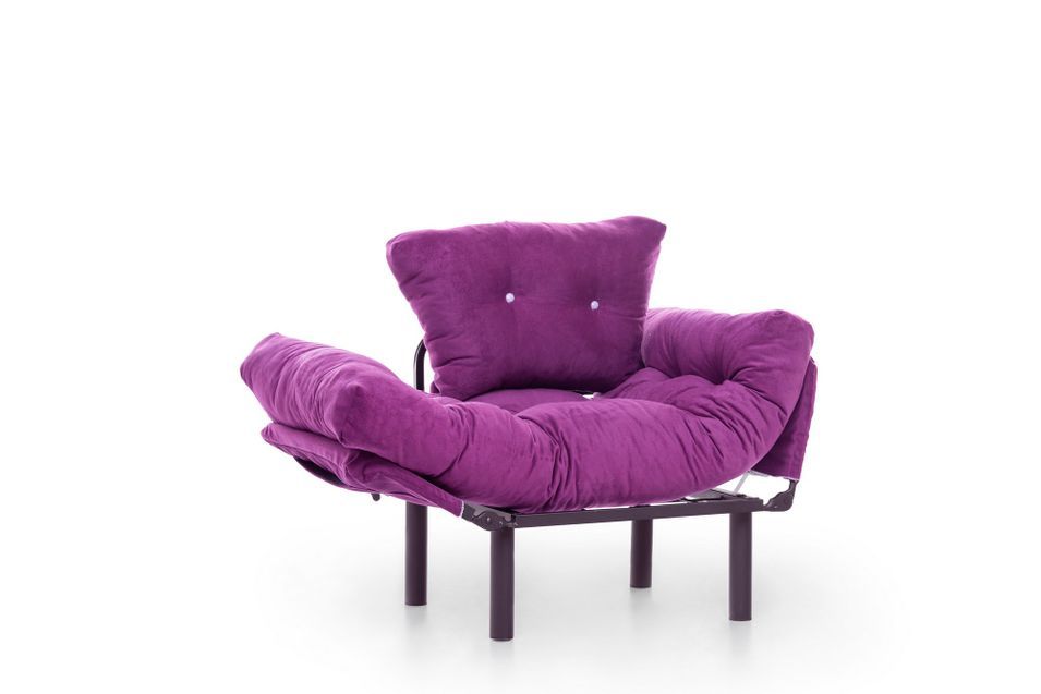 Fauteuil transformable en lit tissu violet Pliaz 95 cm - Photo n°8