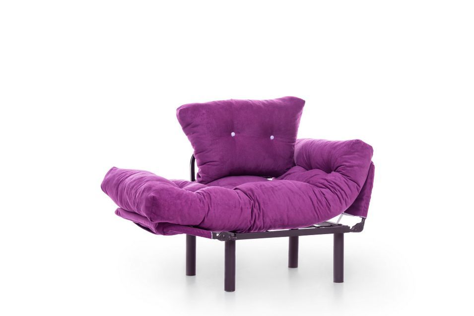 Fauteuil transformable en lit tissu violet Pliaz 95 cm - Photo n°9