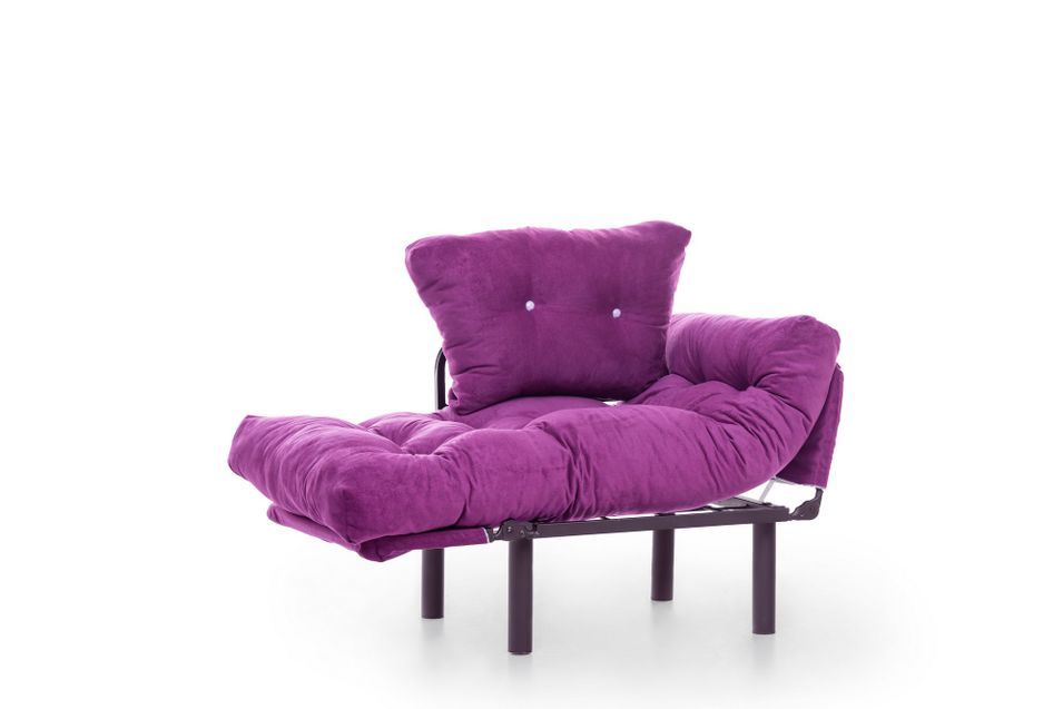 Fauteuil transformable en lit tissu violet Pliaz 95 cm - Photo n°10