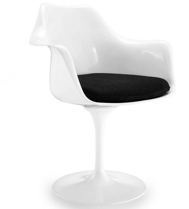 Fauteuil Tulipo pivotant blanc brillant avec coussin - Design haut de gamme - Photo n°1