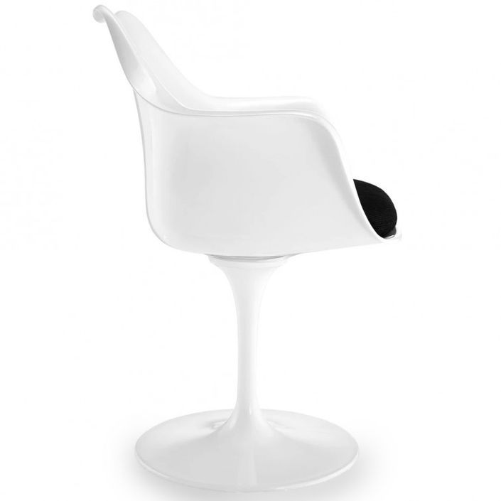 Fauteuil Tulipo pivotant blanc brillant avec coussin - Design haut de gamme - Photo n°2