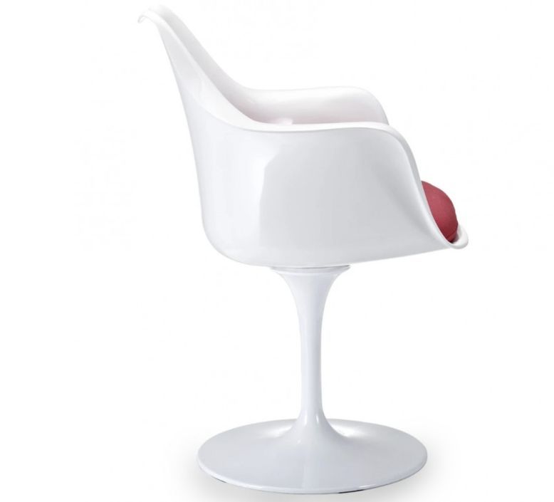 Fauteuil Tulipo pivotant blanc brillant avec coussin - Design haut de gamme - Photo n°6