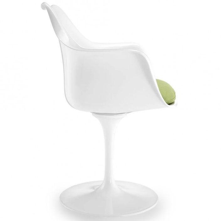 Fauteuil Tulipo pivotant blanc brillant avec coussin - Design haut de gamme - Photo n°2