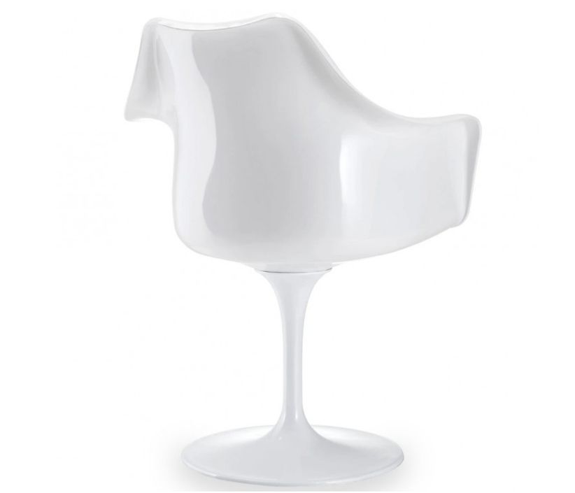 Fauteuil Tulipo pivotant blanc brillant avec coussin - Design haut de gamme - Photo n°5