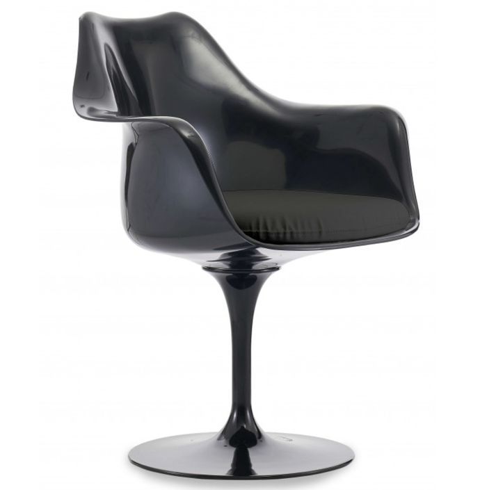 Fauteuil Tulipo pivotant noir brillant avec coussin - Design haut de gamme - Photo n°4