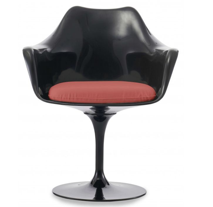 Fauteuil Tulipo pivotant noir brillant avec coussin - Design haut de gamme - Photo n°1