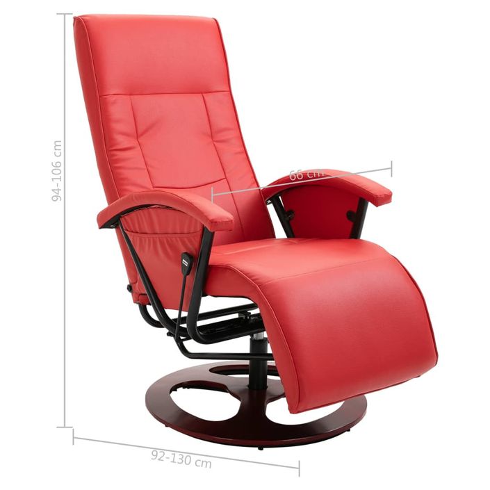 Fauteuil TV pivotant Rouge Similicuir - Photo n°9