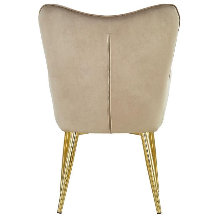 Fauteuil velours beige et pieds métal doré Micyma - Photo n°3