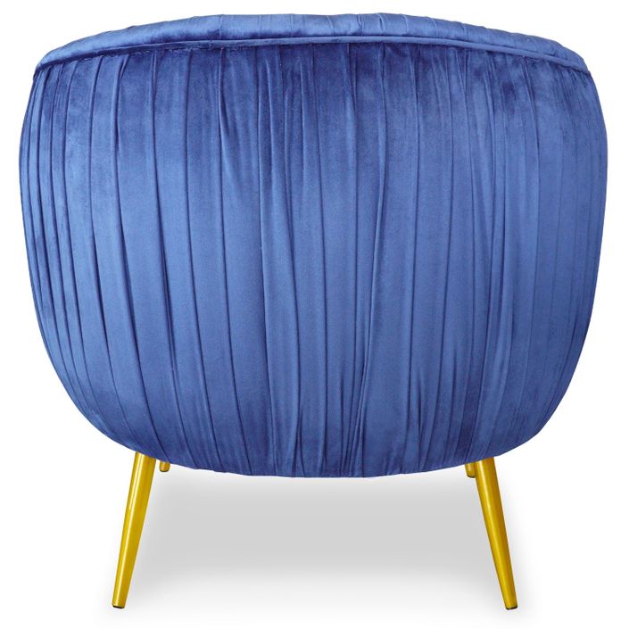 Fauteuil velours bleu et pieds métal doré Boras - Photo n°5