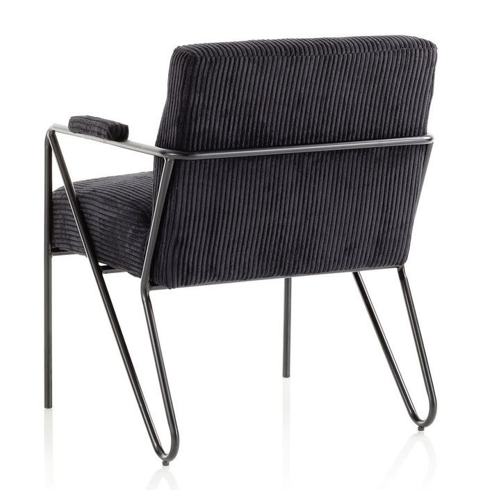 Fauteuil velours noir et pieds métal anthracite Apach - Photo n°2