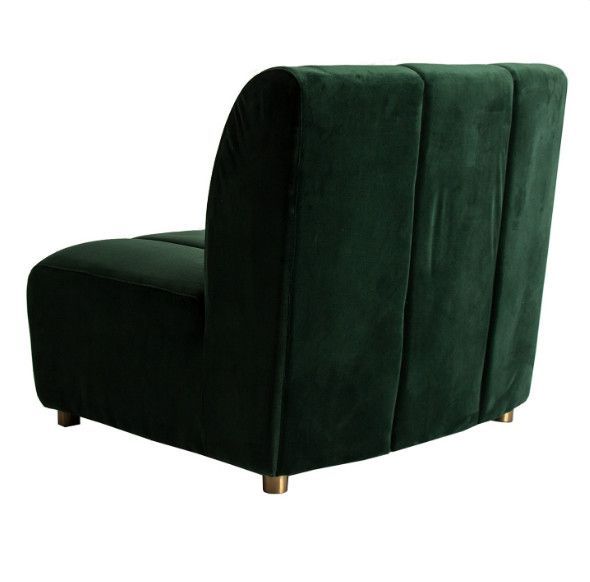 Fauteuil velours vert et pieds métal doré Ozonn 2 - Photo n°5