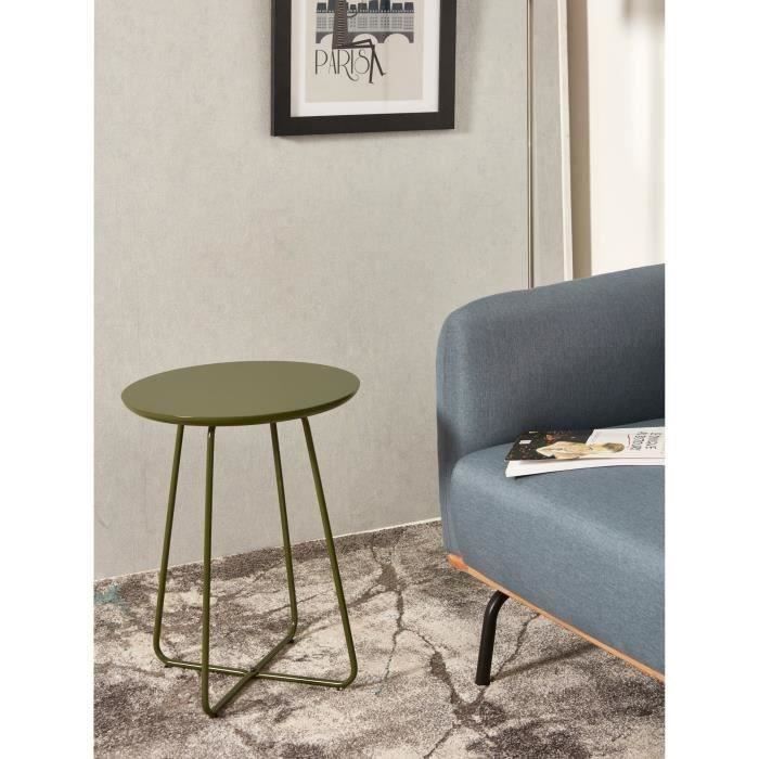 FELBOUR Table d'appoint style contemporain vert brillant avec pieds en métal - L 50 x l 50 cm - Photo n°1