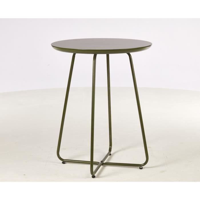 FELBOUR Table d'appoint style contemporain vert brillant avec pieds en métal - L 50 x l 50 cm - Photo n°4