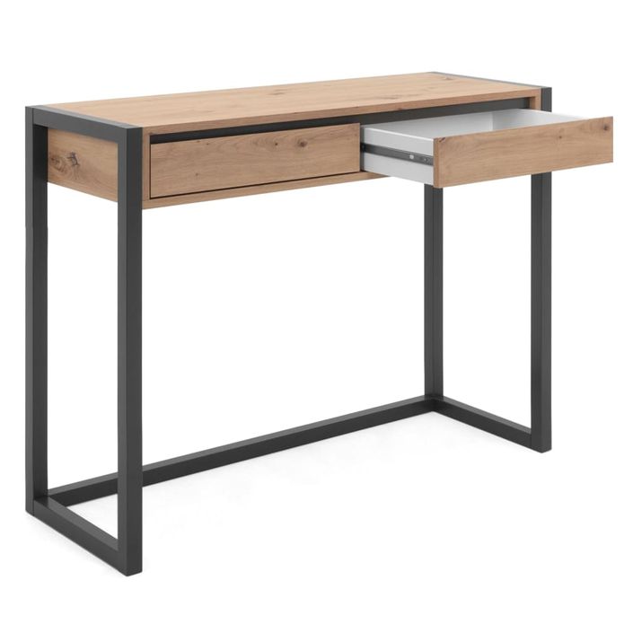 Finori Table console Denver 44 Chêne artisanal et gris anthracite - Photo n°5