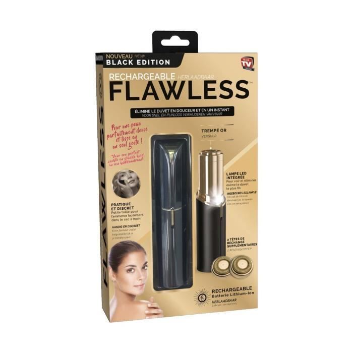 FLAWLESS - Epilateur Visage - USB Rechargeable - 2 Tetes de Remplacement - élimine le duvet en douceur en un instant - Noir - Photo n°1