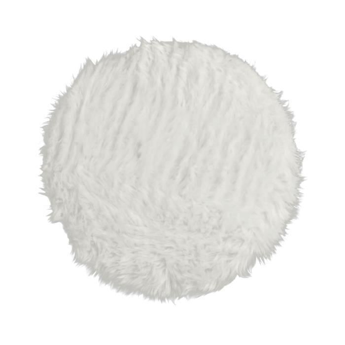 FLOKATI DELUXE Tapis de salon ou chambre - Peau de mouton synthétique - Ø 70 cm - Blanc acrylique - Photo n°1