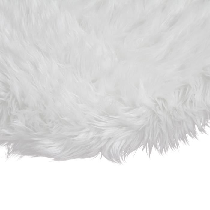 FLOKATI DELUXE Tapis de salon ou chambre - Peau de mouton synthétique - Ø 70 cm - Blanc acrylique - Photo n°5