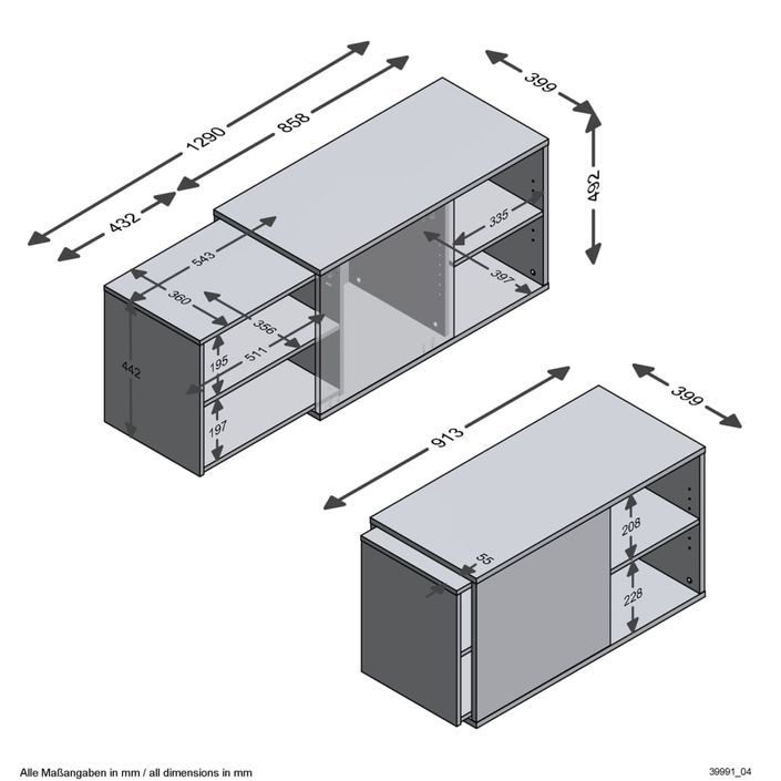 FMD Meuble TV avec 2 compartiments ouverts 133,5x39,9x49,2 cm - Photo n°6