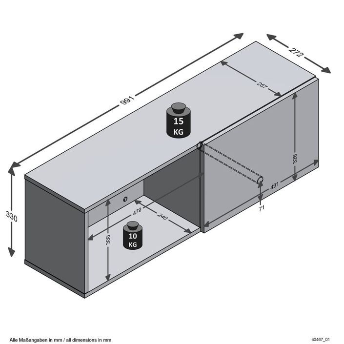 FMD Porte-manteau mural avec compartiment 99,1x27,2x33 cm Noir - Photo n°4