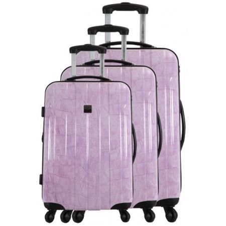 FRANCE BAG - Set de 3 valises Cadenas TSA ABS/POLYCARBONATE Prune crocodile - Photo n°1