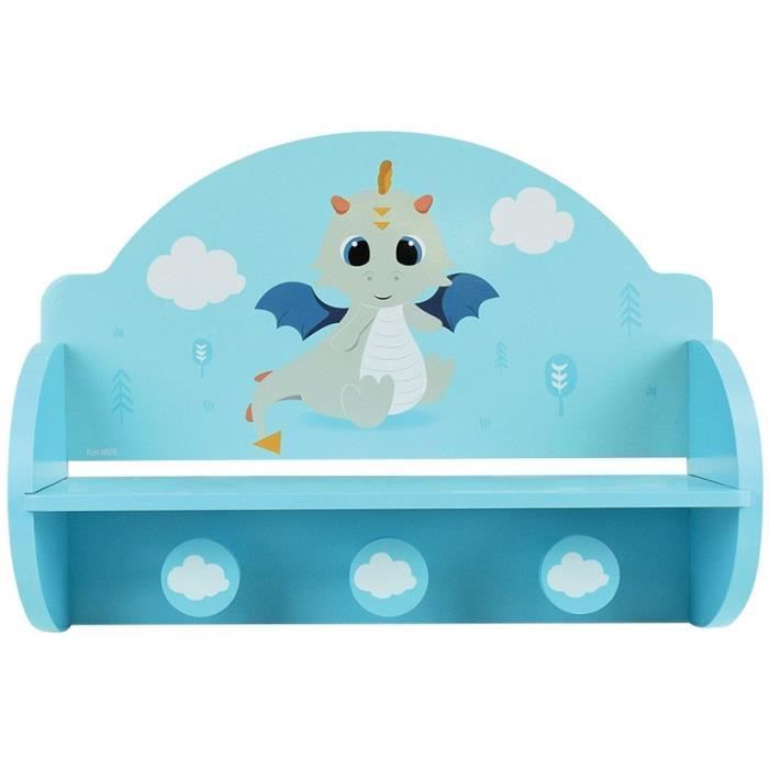 FUN HOUSE Léon le Dragon 713338 ETAGERE PORTEMANTEAU Dimensions : ± H. 33 x L. 46 x P. 15 cm pour enfant - Photo n°1