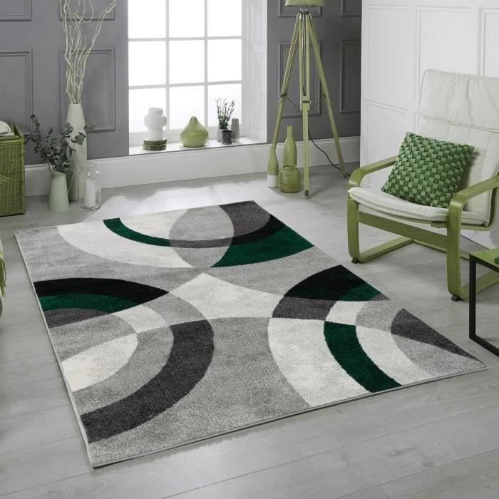 GALA Tapis de salon en polypropylene - 120 x 160 cm - Vert - Motif Circulaire - Photo n°1