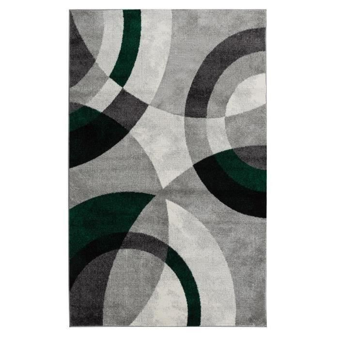 GALA Tapis de salon en polypropylene - 120 x 160 cm - Vert - Motif Circulaire - Photo n°2