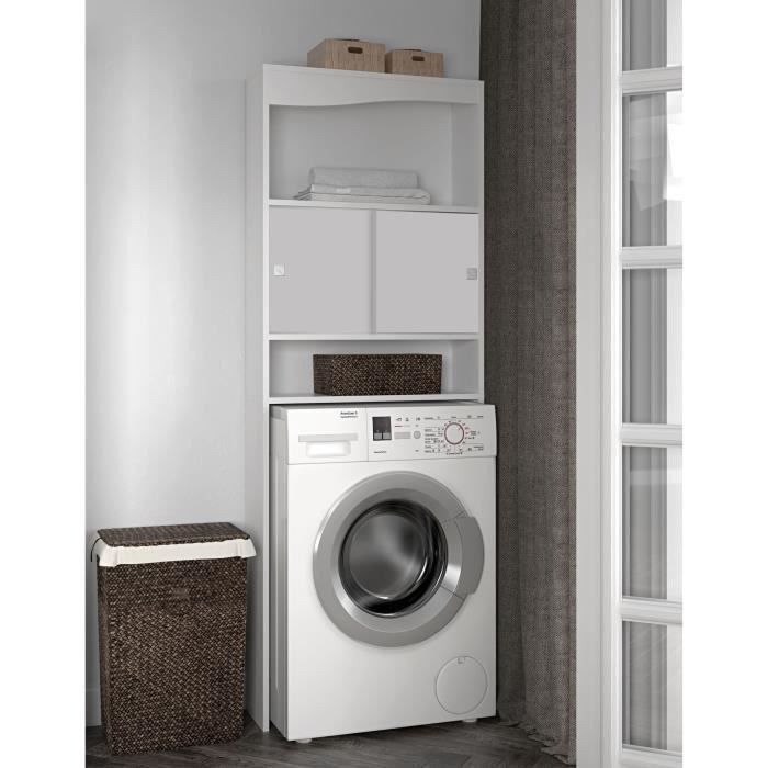GALET Meuble WC ou machine a laver L 64 cm - Blanc mat - Photo n°3