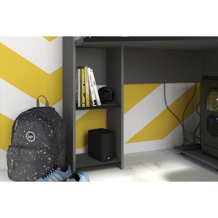 GAMING Bureau d'angle réversible - Décor gris et noir - L 112 x P 90 x H 121 cm - Photo n°6