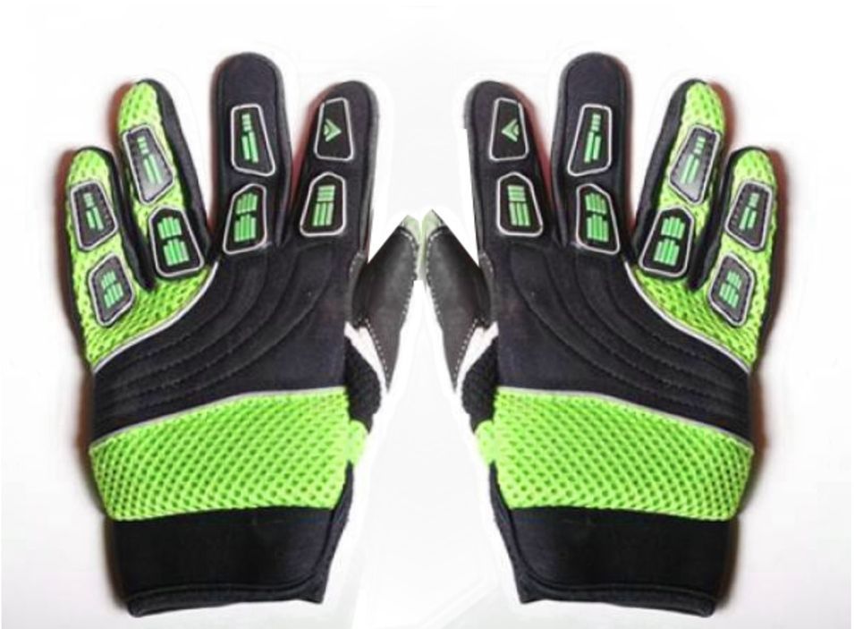 Gants de cross enfant nylon noir et vert - Photo n°1