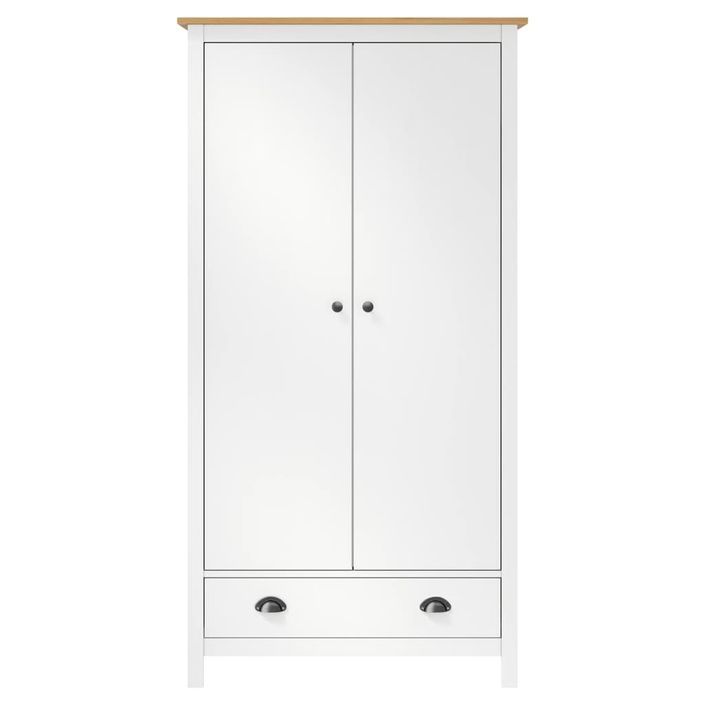 Garde-robe à 2 portes Hill Range Blanc 89x50x170 cm Pin solide 2 - Photo n°4