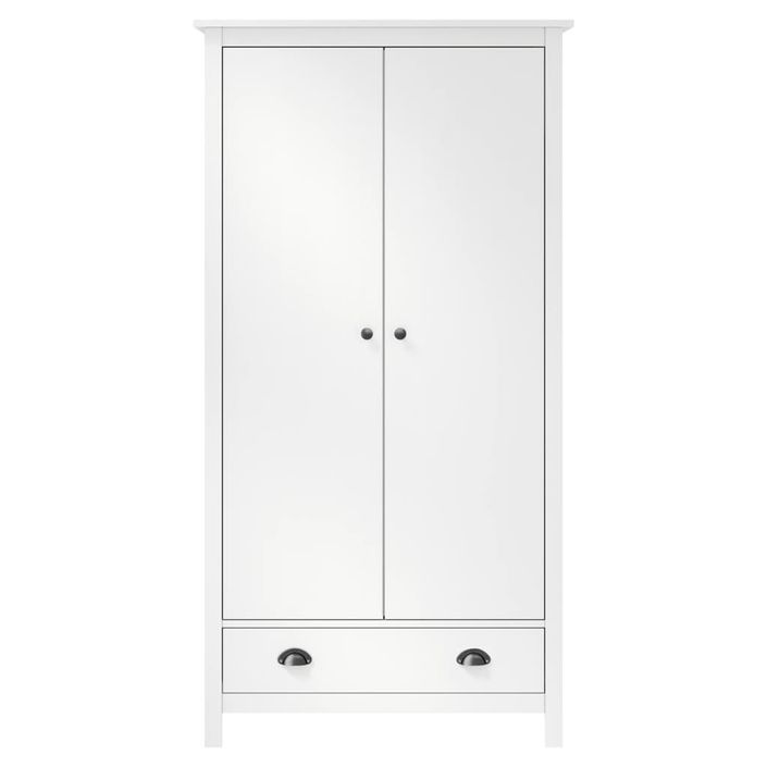 Garde-robe à 2 portes Hill Range Blanc 89x50x170 cm Pin solide - Photo n°4