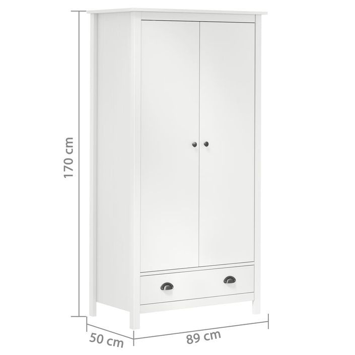 Garde-robe à 2 portes Hill Range Blanc 89x50x170 cm Pin solide - Photo n°9