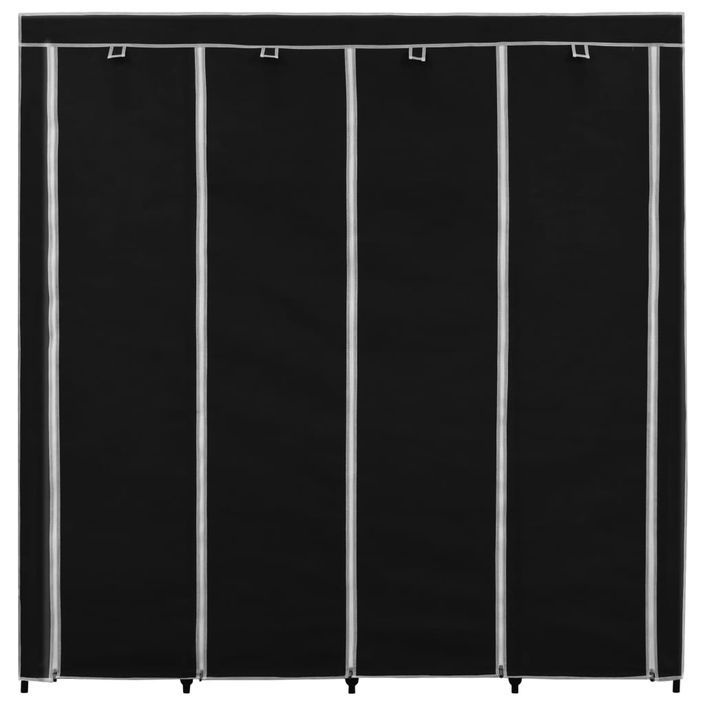 Garde-robe avec 4 compartiments Noir 175x45x170 cm - Photo n°4