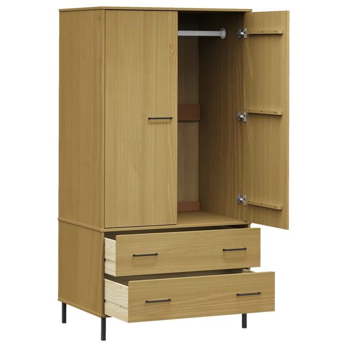 Garde-robe avec pieds en métal Marron 90x55x172,5 cm Bois OSLO - Photo n°5