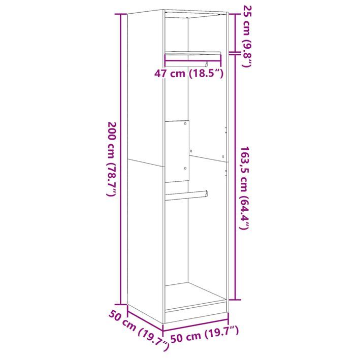 Garde-robe Blanc 50x50x200 cm Bois d'ingénierie - Photo n°9