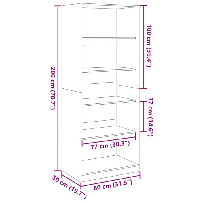 Garde-robe blanc 80x50x200 cm bois d'ingénierie - Photo n°9