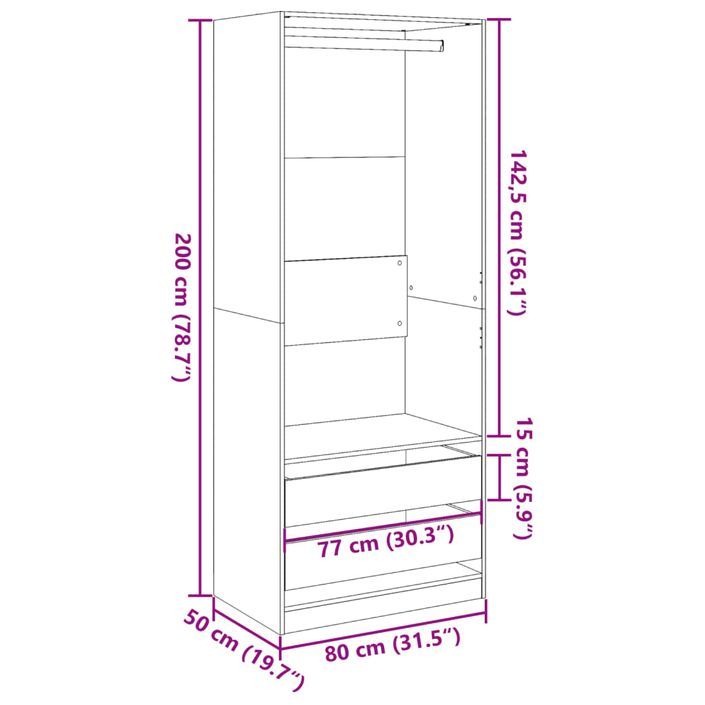 Garde-robe blanc 80x50x200 cm bois d'ingénierie - Photo n°10